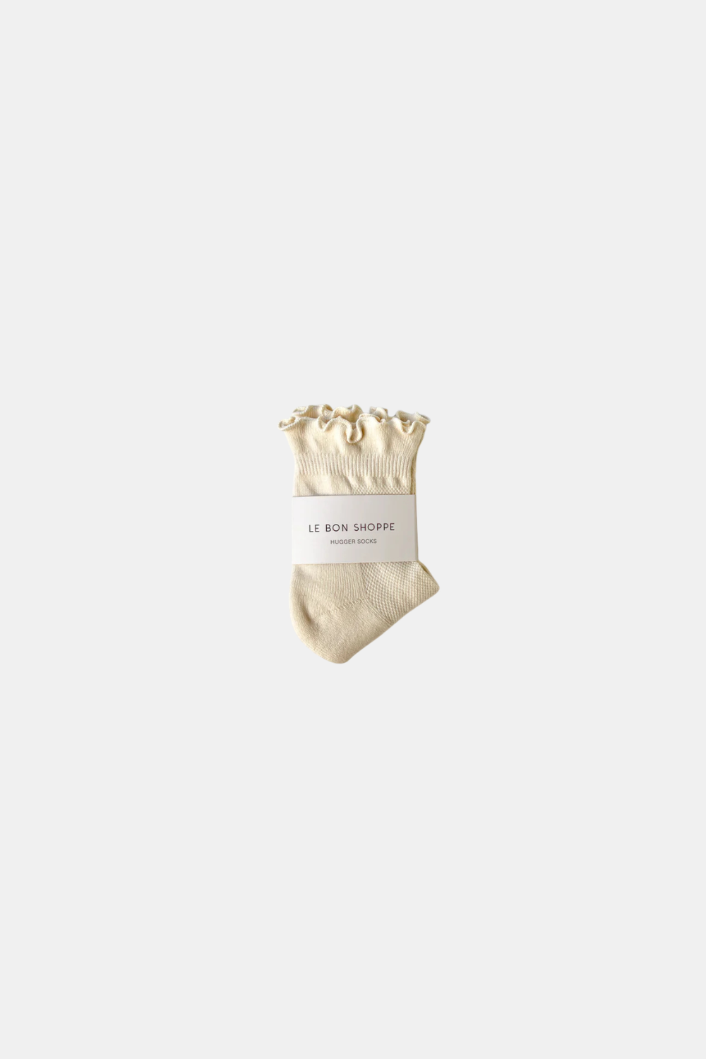 LE BON SHOPPE RUFFLED HUGGER CREW VANILLA SOCKS