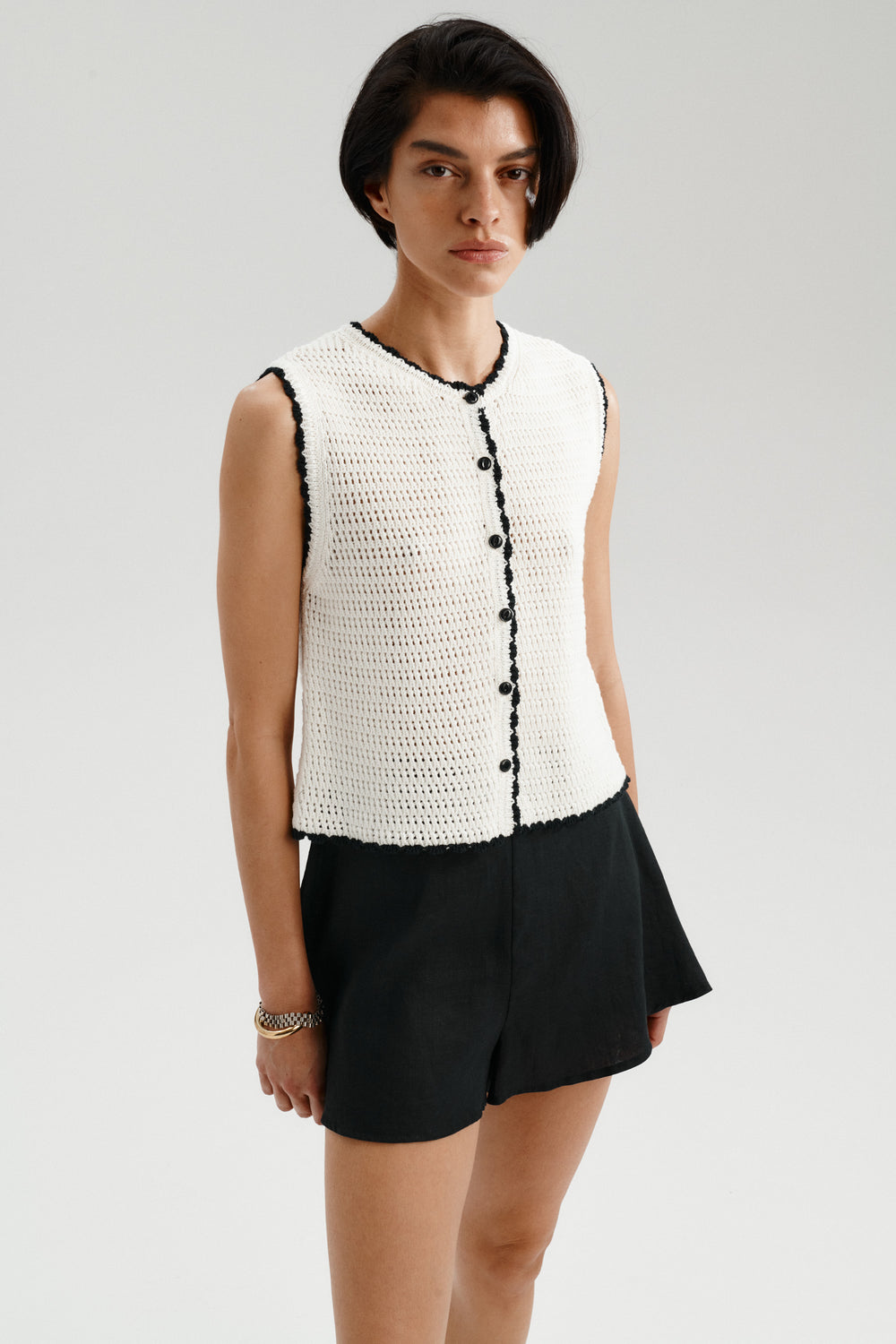 CAMEO KNITTED TOP ECRU