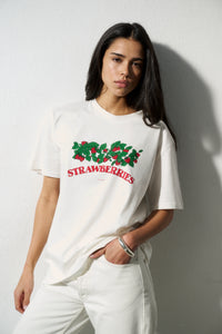 T-SHIRT STRAWBERRIES BLANC