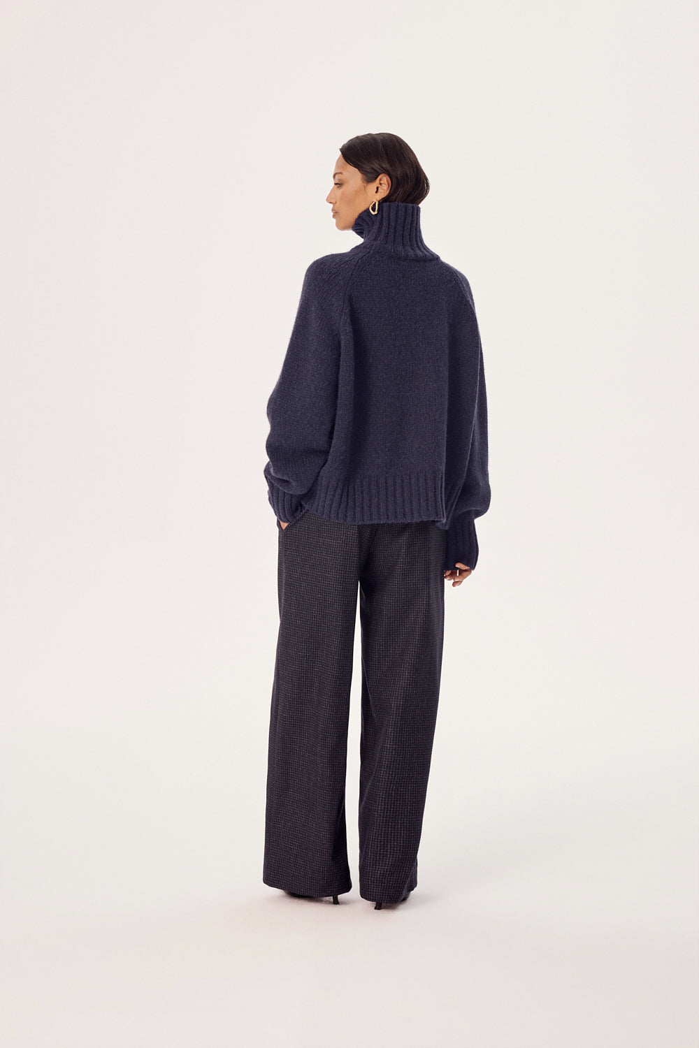 SPODNIE WEŁNIANE MASON NAVY CHECK