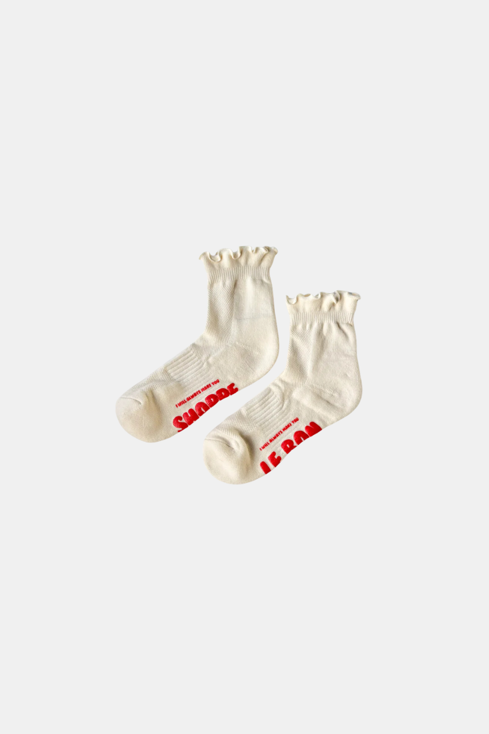 LE BON SHOPPE RUFFLED HUGGER CREW VANILLA SOCKS