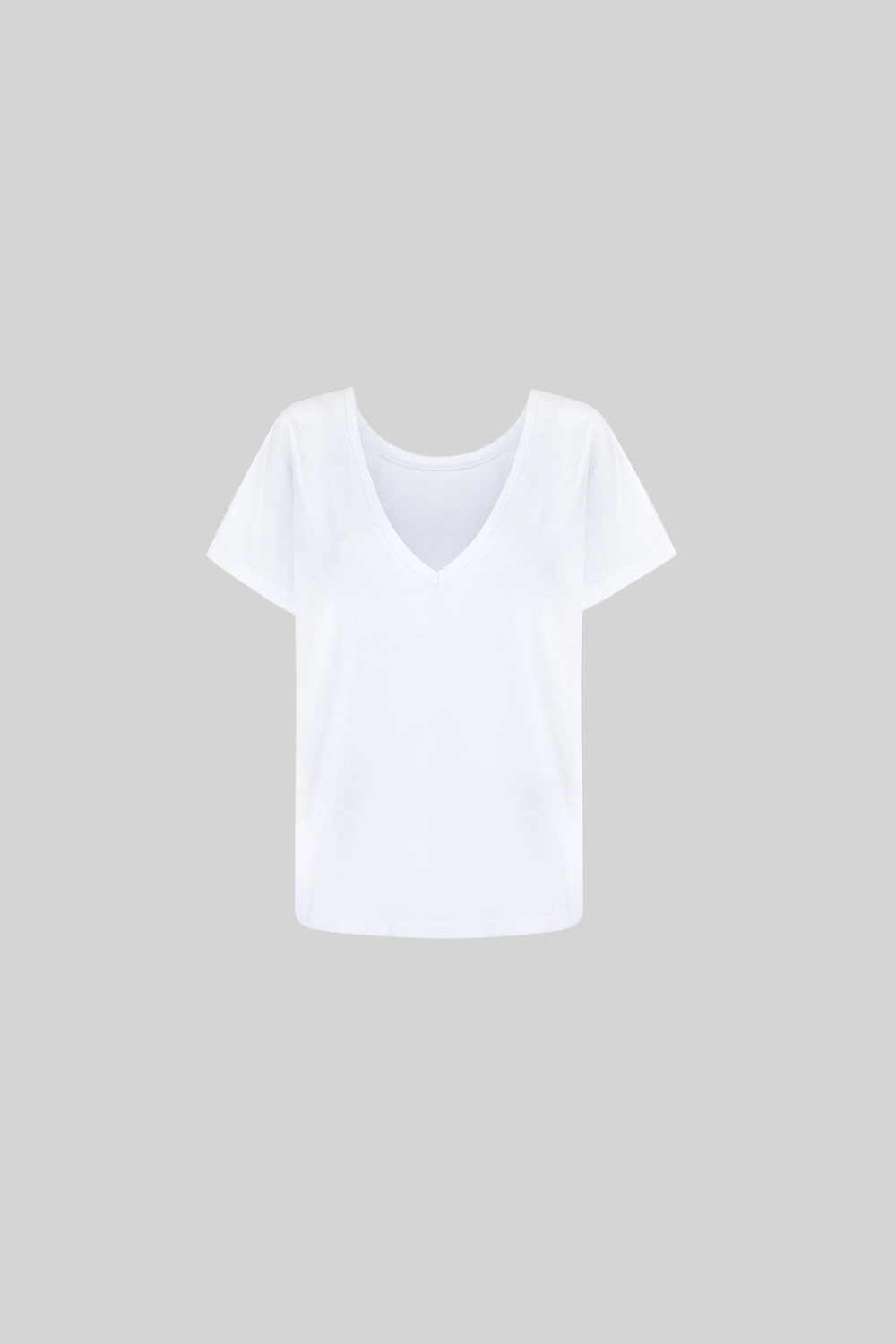T SHIRT V-BACK  BIAŁY