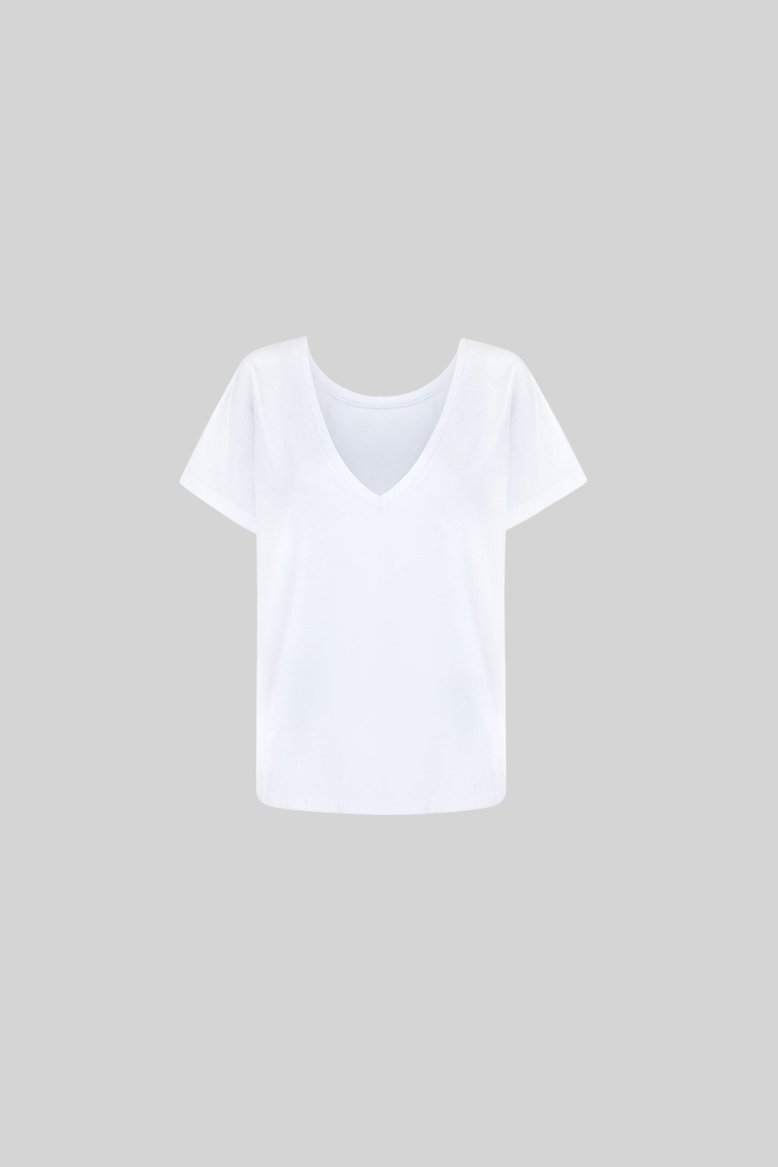 T SHIRT V-BACK  BIAŁY