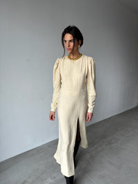 VELVET MAXI DRESS ECRU